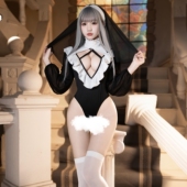 霏慕性感禁忌之恋镂空深V修女连体衣cos禁欲情侣约会制服晴趣qqny