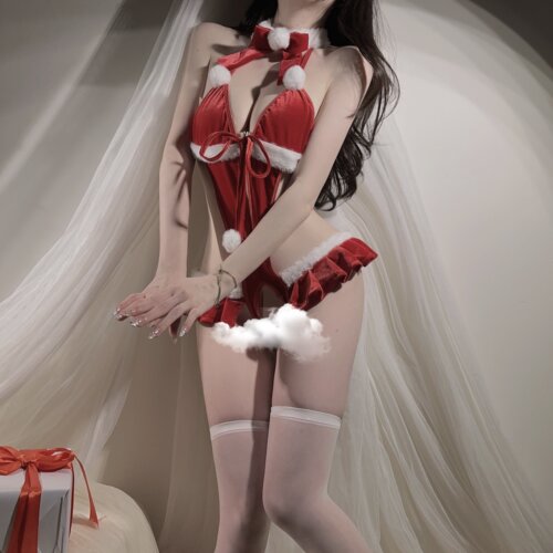 性感纯欲镂空开裆免脱圣诞节兔女郎cosplay角色扮演制服晴趣qqny