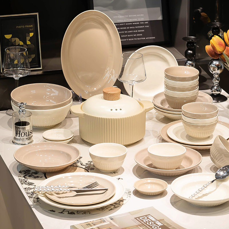 奶fufu2024新款暖色系餐具套装陶瓷釉下彩碗碟盘家用送礼礼盒全套,餐饮具,碗,淘宝优惠券,粉丝福利购,淘宝优惠卷