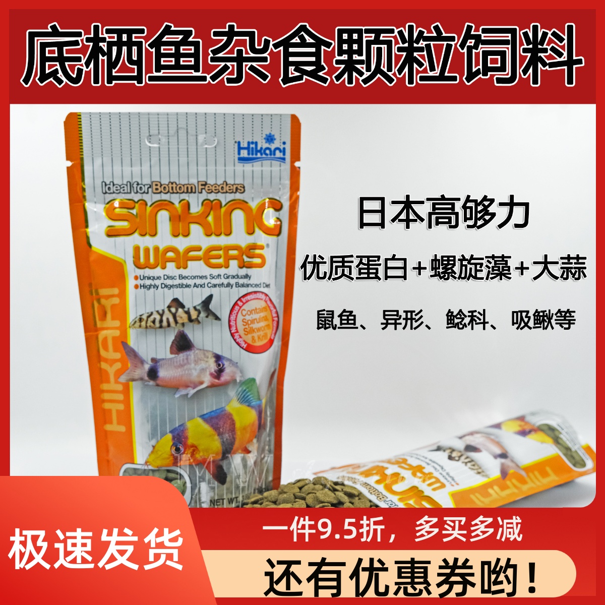 日本高够力鼠鱼饲料Hikari本土版底栖鱼杂食颗粒饲料异形鲶科鱼粮