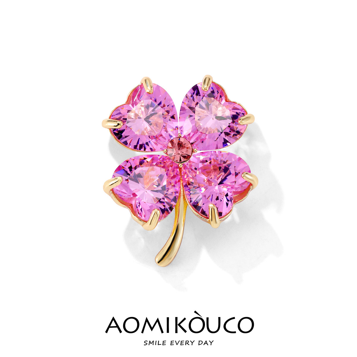 粉色爱心水晶四叶草胸针设计感小众幸运草防走光别针西装领口配饰,饰品/流行首饰/时尚饰品新,胸针,淘宝优惠券,粉丝福利购,淘宝优惠卷