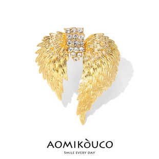 中古vintage复古翅膀胸针奢华气质羽翼镀金胸花别针大衣外套装饰