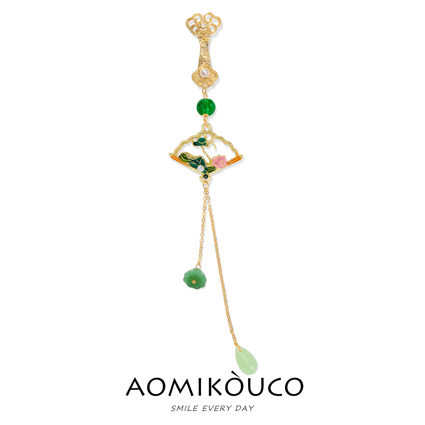 新中式古风胸针珍珠荷叶胸花旗袍压襟扣流苏复古挂件国风衣服配饰