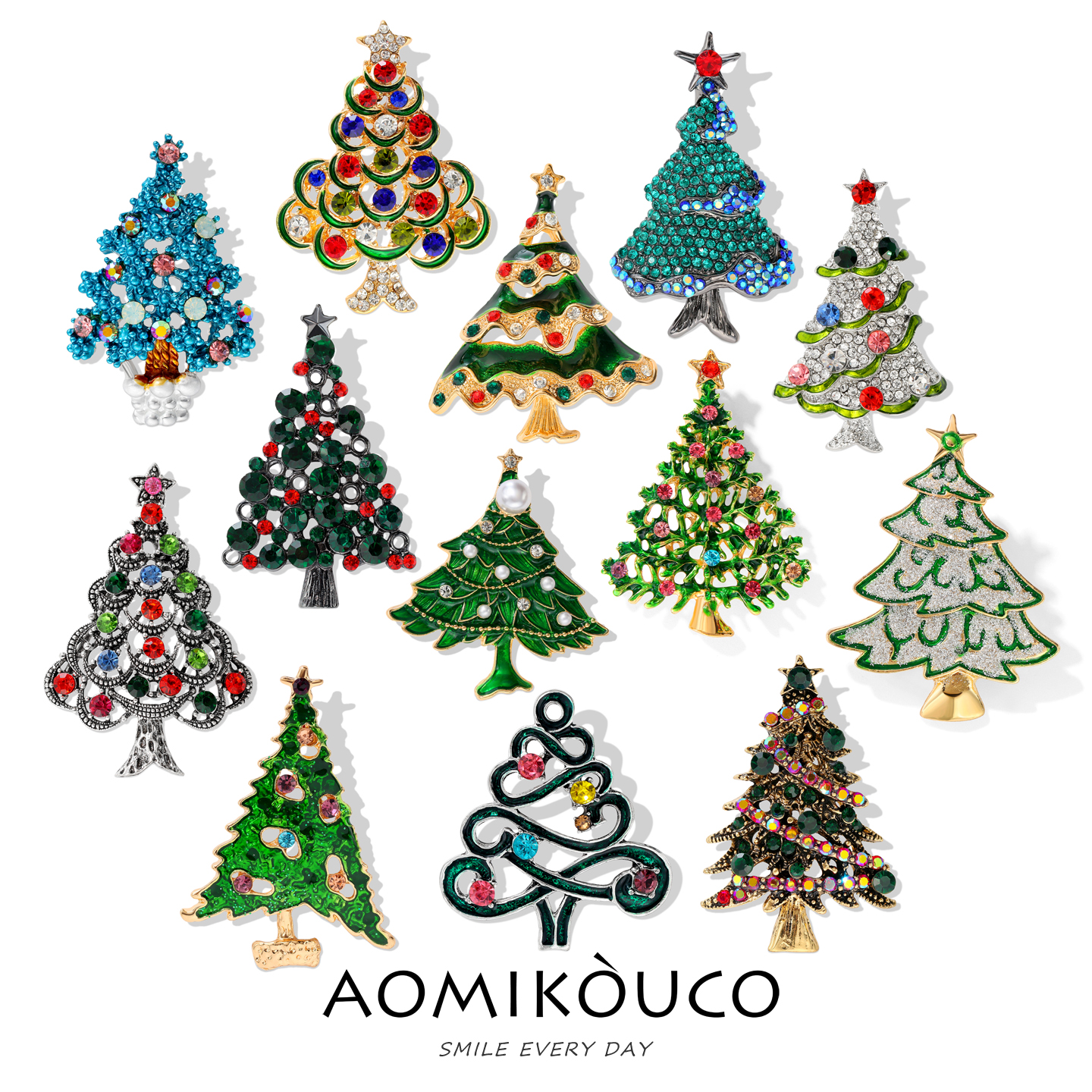 圣诞节胸针女奢华镶钻圣诞树别针