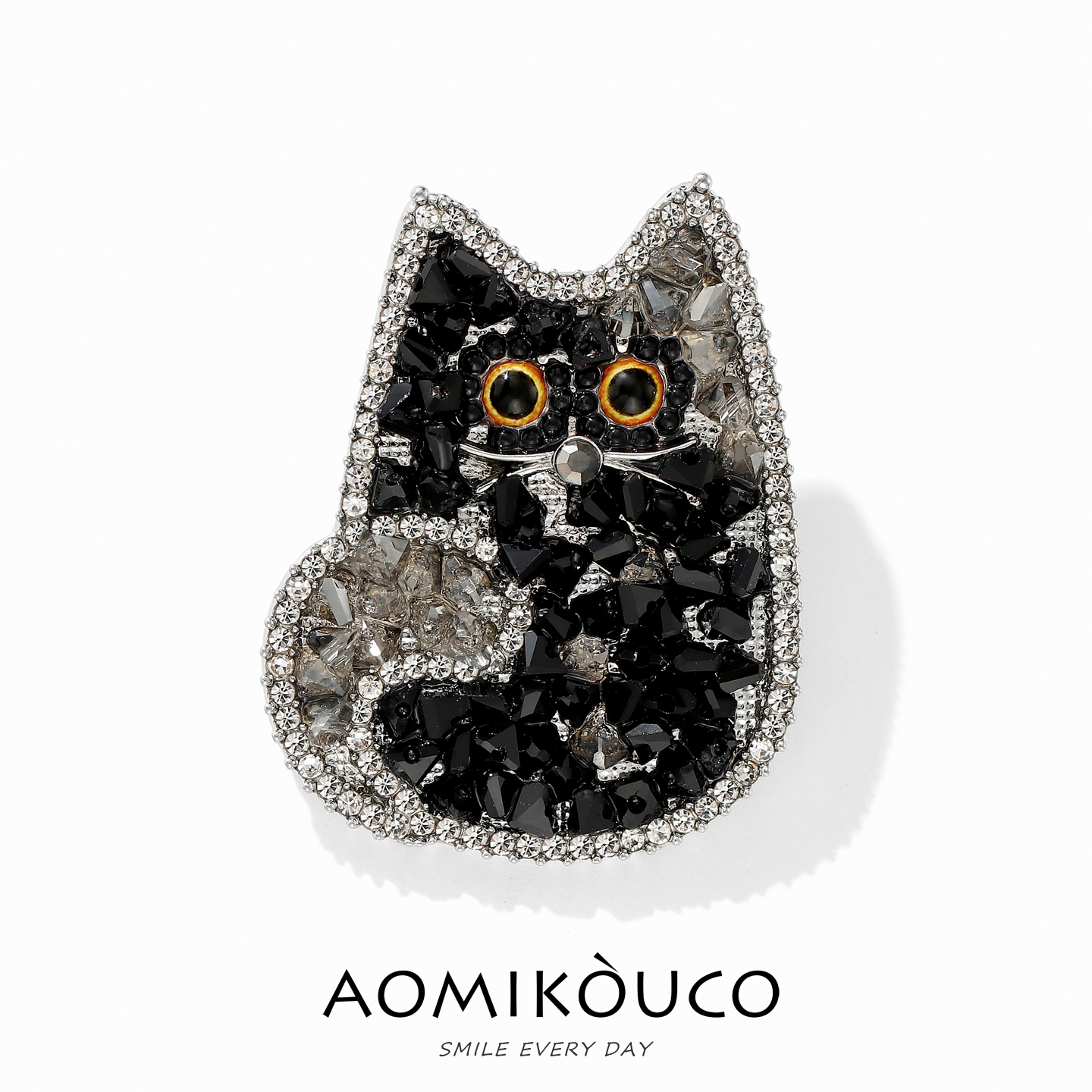 可爱双色黑猫胸针女别针气质配饰