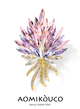 法式气质璀璨水晶丰收麦穗胸针女优雅蓝色妖姬水晶别针胸花配饰品