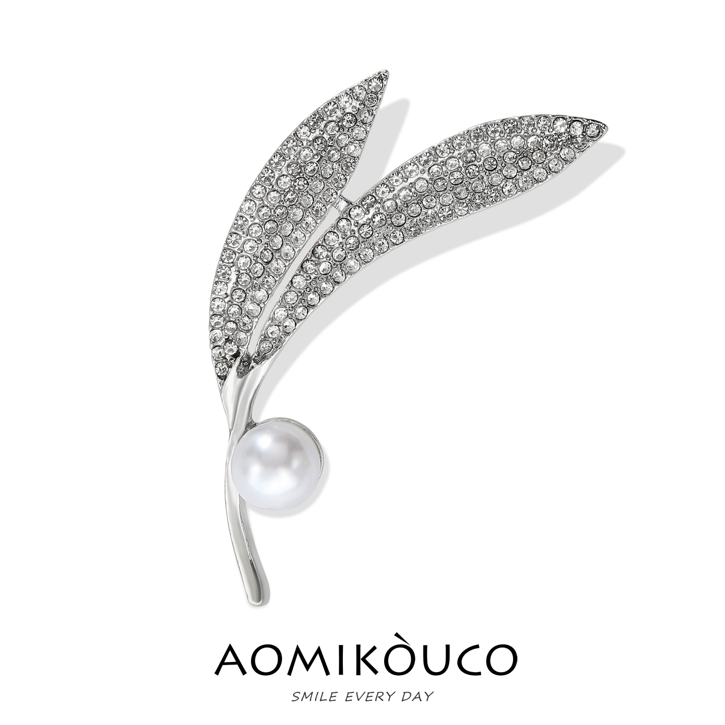 日韩简约通勤风叶子胸针高档女个性百搭西装毛衣珍珠别针胸花配饰