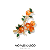 中国风柿柿如意教师节礼物胸针高档女奢华琉璃别针胸花夏季 配饰品