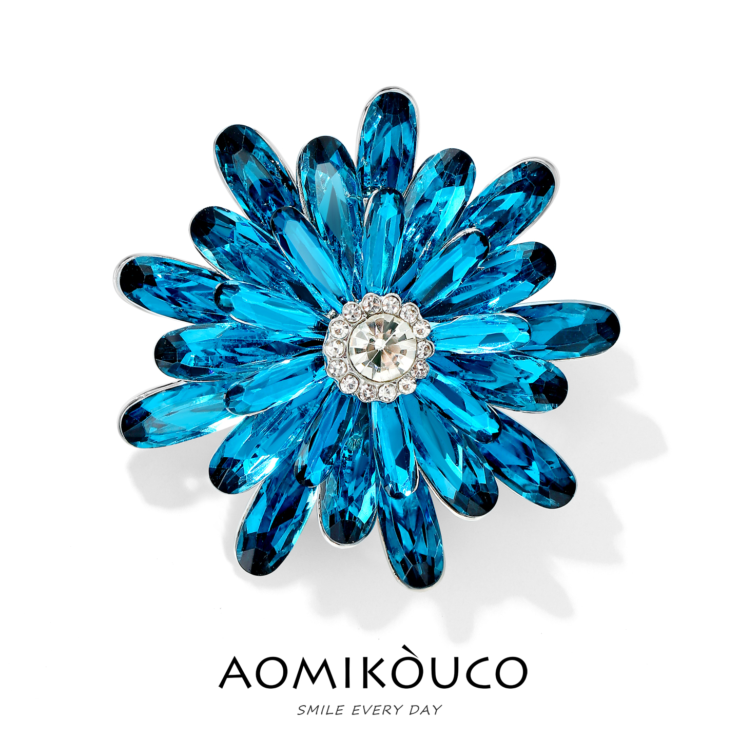 奢华灿蓝水晶胸针防走光别针配饰