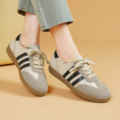 意佰天真皮小白鞋女休闲运动单鞋