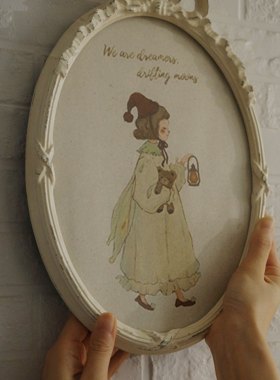 中古vintage风格法式做旧相框装饰画框背景墙复古装饰洛丽塔女孩