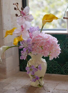 cosa原创设计小众法式复古淡粉色仿真花成品花束假花餐桌装饰