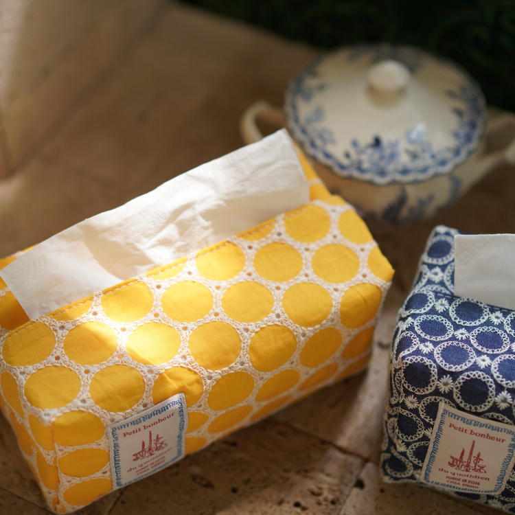 COSA精选北欧日系棉布绣花纸巾盒立体抽纸袋可水洗便携高级感