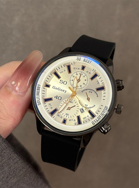 Gogoey时尚新款大表盘硅胶带石英表简约百搭潮流初高中生指针表