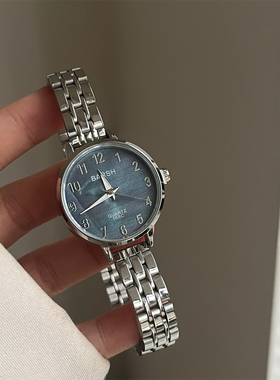 BARSH碎冰蓝贝母面简约高级感手表女精致小巧气质学院风石英表女