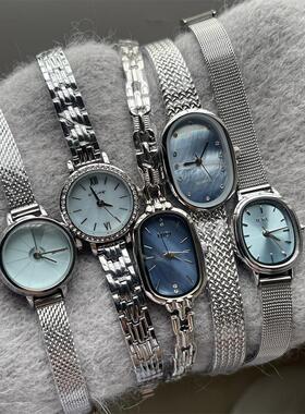 海蓝系列小众艺术高颜值轻奢链条手表女款气质贝母时尚小表盘女表