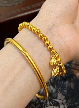 两世欢手镯女沙金仿真金新款轻奢高级感三面碎碎冰镯子