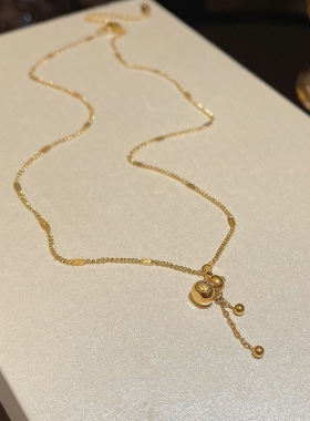 流苏葫芦福字项链女钛钢不掉色小众设计感网红福禄双全锁骨链饰品