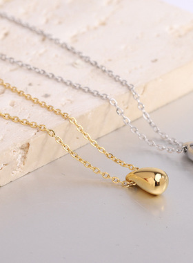 水滴瓜子项链女钛钢不掉色洗澡不用摘法式简约叠戴锁骨链泪滴颈链