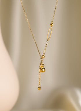 葫芦福韵生财项链女钛钢不掉色新中式轻奢高级感锁骨链毛衣链