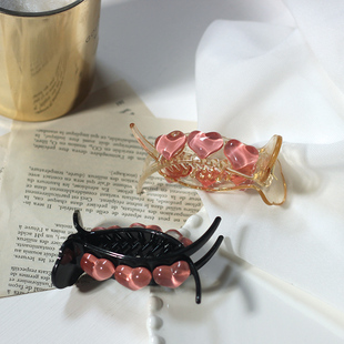 丸子头抓夹粉色果冻爱心甜酷女孩盘发神器夹懒人束发夹后脑勺夹子