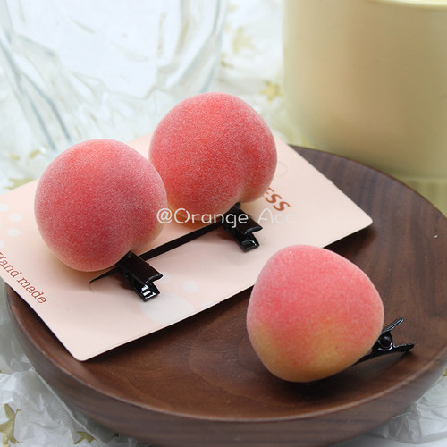 搞怪立体桃子发夹超逼真水蜜桃夹子仿真水果发刘海夹可爱头饰发饰