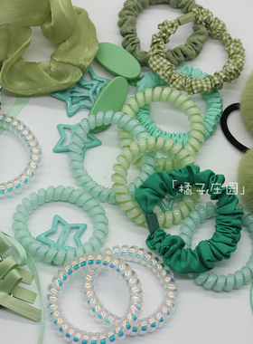 又见薄荷曼波～夏日小清新绿色发圈发夹透果冻电话线头绳编发夹子