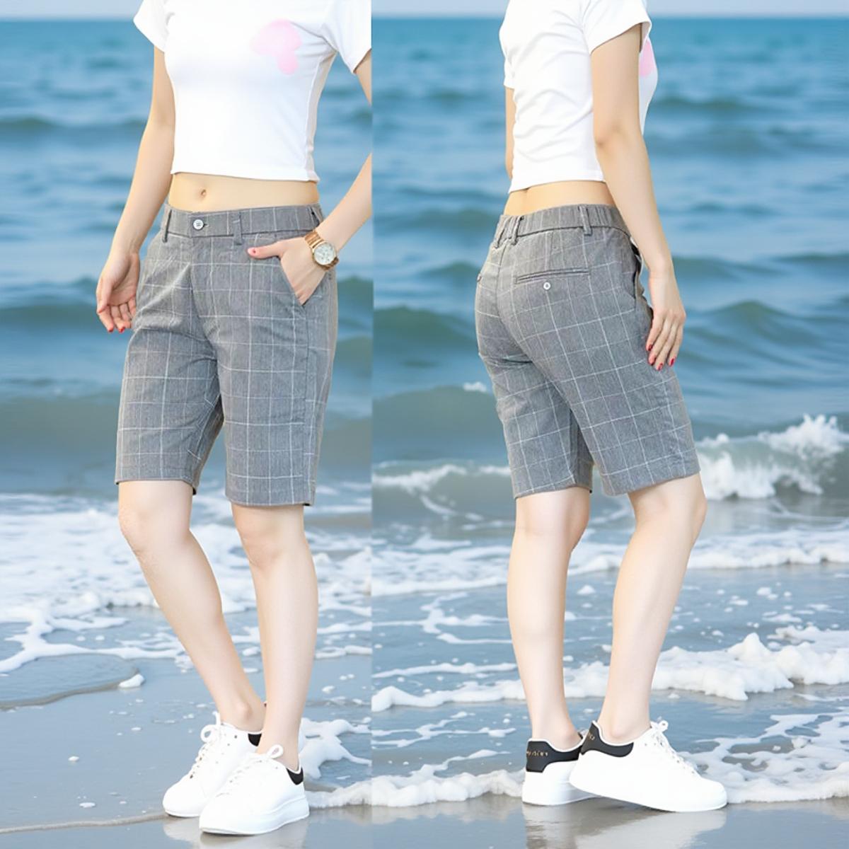 夏季薄款五分裤男休闲格子2026西裤潮流百搭夏天5分短裤男士直筒