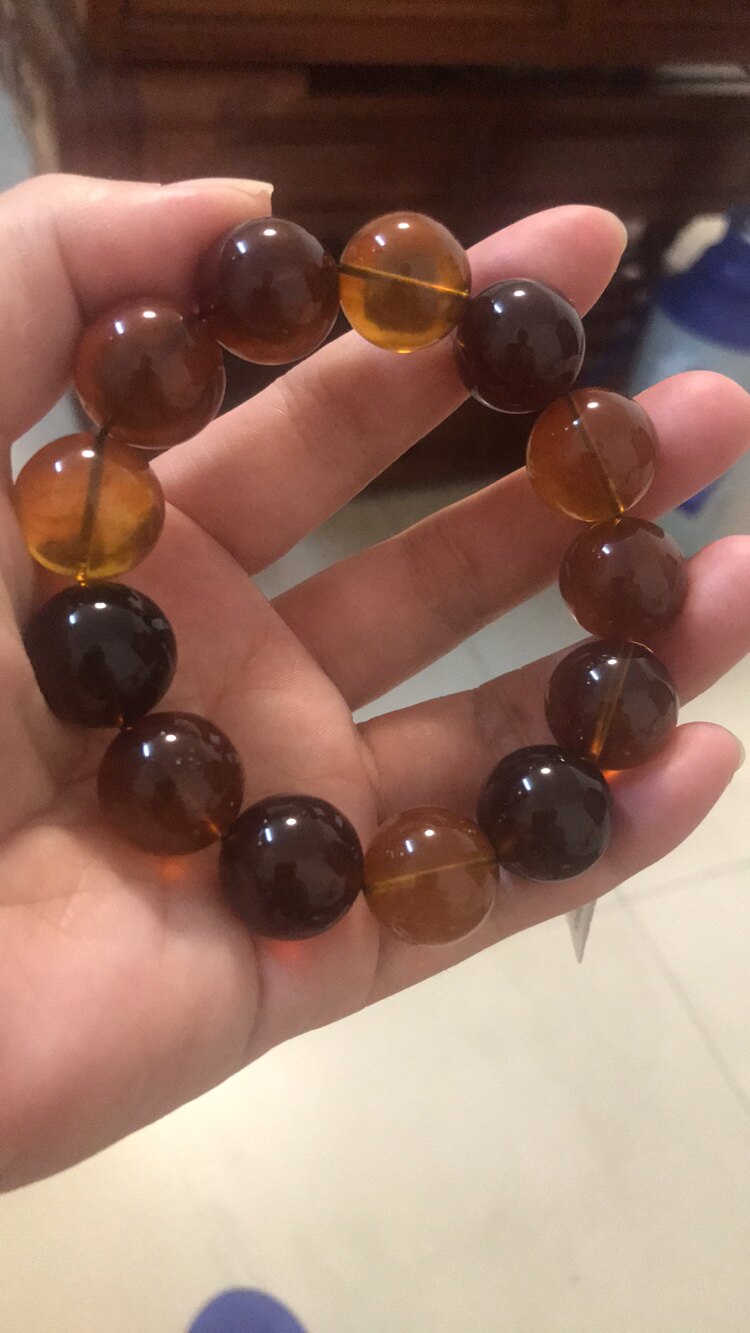 缅甸天然老矿特级琥珀手串(缅甸天然琥珀一亿两千万年恐龙时期)