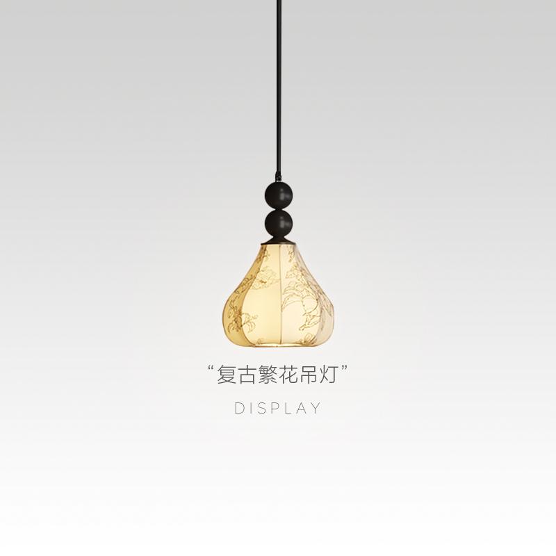 雷琳达实木布艺灯罩美式卧室吊灯
