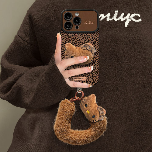 iPhone17ProMax豹纹毛绒手机壳