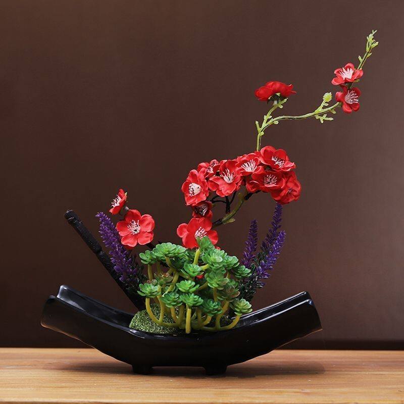 新中式仿真梅花假花花艺套装摆件家居客厅茶几桌面摆放装饰花绢花