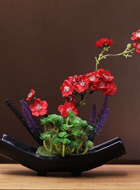 新中式仿真梅花假花花艺套装摆件家居客厅茶几桌面摆放装饰花绢花