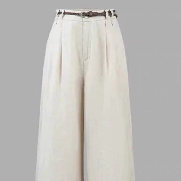 大洪自营店一如初见休闲百搭宽松显瘦阔腿裤夏季老钱风简约通勤裤