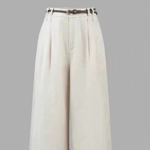 大洪自营店一如初见休闲百搭宽松显瘦阔腿裤夏季老钱风简约通勤裤