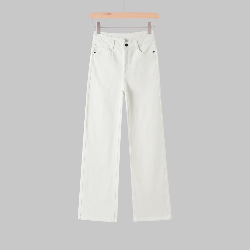 大洪严选白色直筒牛仔裤