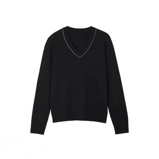 邂逅BC 饰V领针织衫 25冬季 珠链装 女百搭毛衣 新款 大洪自营店