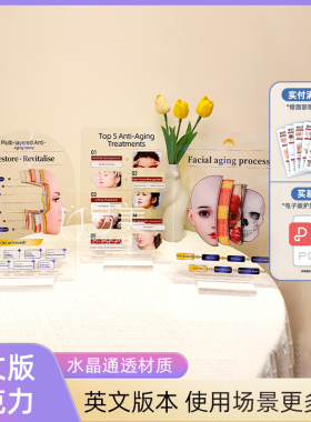 英文亚克力立牌桌面摆件面部抗衰美容院咨询室医美医患沟通产康店