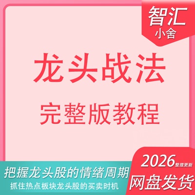 龙头战法详解视频完整版教程游资私募庄家心法超短线实战悟道必看