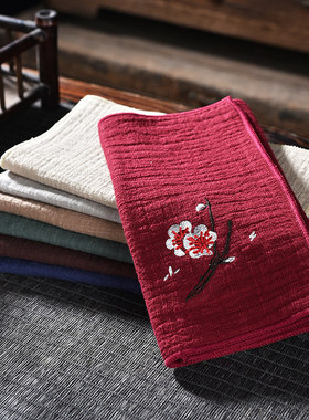 长方形祥云禅意吸水小茶巾抹布紫砂壶养壶纯棉毛巾纯棉茶具茶垫布