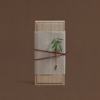 入云屋竹枝胸针冷瓷土