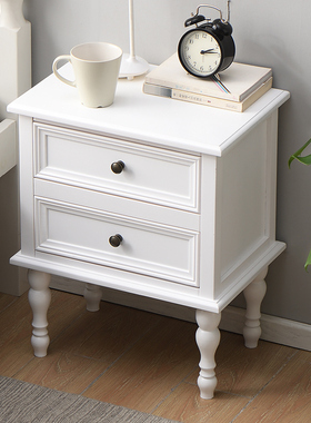 简约现代全实木床边柜轻奢白色354045cm床头柜 35-50cm床头柜 简