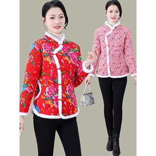 东北复古大花棉袄女装2025秋冬新款加绒保暖洋气民族风小棉衣外套