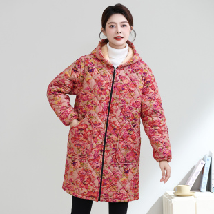 中长款拉链棉服冬季女装棉袄加厚加绒夹棉保暖罩衣加肥加大外套