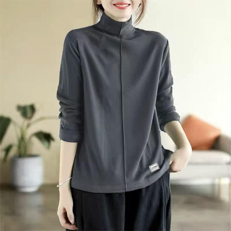 秋冬双面德绒大码半高领长袖t恤