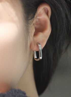 几何方块金属耳圈高级感耳扣女简约通勤百搭耳环设计感 44205