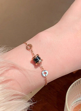 黑色小蛮腰钛钢手链女生不锈钢手链小众复古手串批发手环手绳首饰