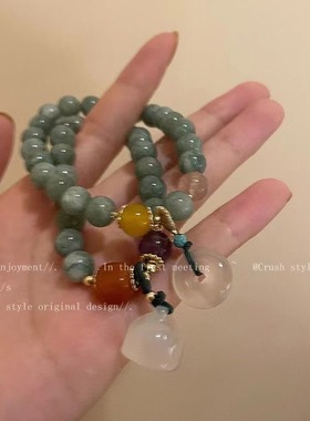 新中式平安扣莲花手链女夏ins小众设计感高级手串2024新款手饰