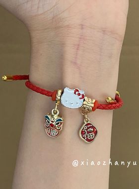 潘家库洛米美乐蒂凯蒂猫手绳女百搭甜美三丽鸥diy卡通系列手链女