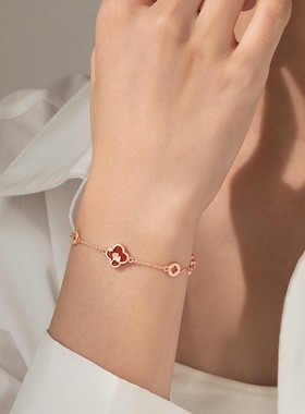 四叶草手链轻奢小众红色手链爆款高级手串闺蜜女2025年新款气质